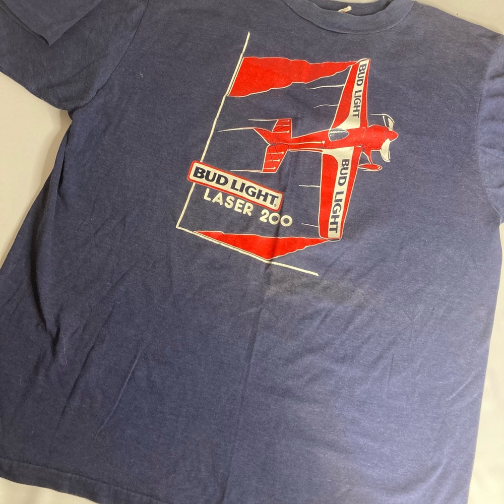Vintage Glore Bud light jet  laser 2000 medium t shirt blue